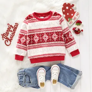 Toddler Boy/Girl Preppy style Snowflake Pattern Fleece Pullover Sweatshirt #208945