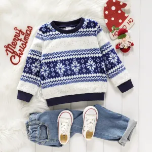 Toddler Boy/Girl Preppy style Snowflake Pattern Fleece Pullover Sweatshirt #208950