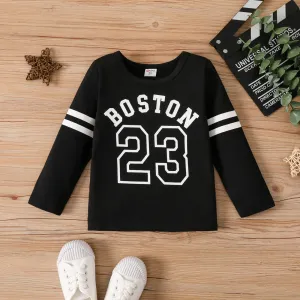 Toddler Boy Letter Print Striped Long-sleeve Tee #1052430