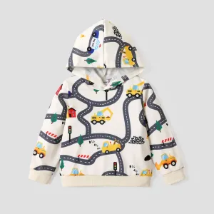 Toddler Boy Road Vehicle Print Hoodie Sweatshirt #214611