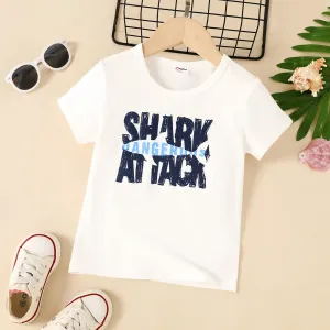 Toddler Boy Shark / Letter Print Short-sleeve Tee #1042469