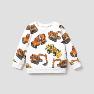 Toddler Boy Vehicle Excavator Print Pullover Sweatshirt #203899