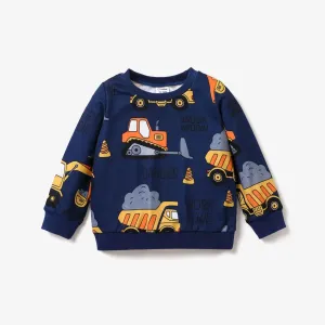 Toddler Boy Vehicle Excavator Print Pullover Sweatshirt #203902
