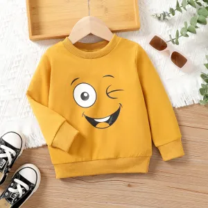 Toddler Girl/Boy Novelty Face Print Pullover Sweatshirt #1052970