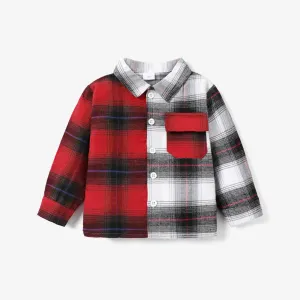 Toddler girl/boy Plaid Polo Long Sleeve Shirt #1063535