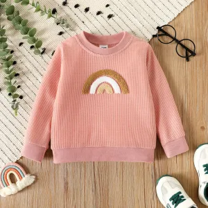 Toddler Girl/Boy Rainbow Embroidered Waffle Sweatshirt #208642