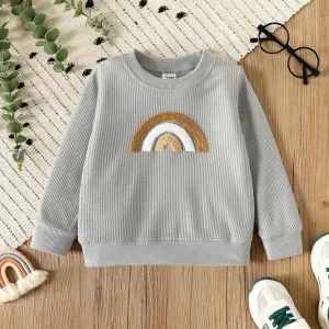 Toddler Girl/Boy Rainbow Embroidered Waffle Sweatshirt #208647