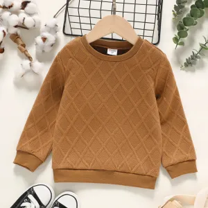 Toddler Girl/Boy Solid Color Textured Pullover Sweatshirt #209751