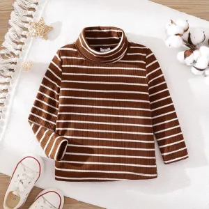 Toddler Girl/Boy Striped Casual Top with Stand Collar #1066617