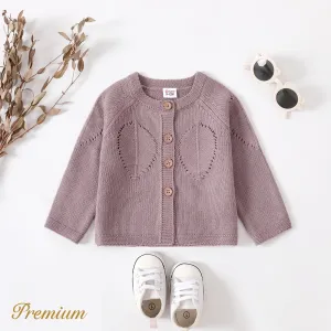 Toddler Girl Button Placket Textured Knit Sweater #1050690
