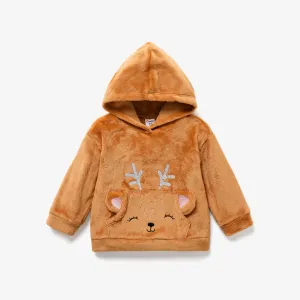 Toddler Girl Childlike Animal Pattern Hooded Top/Pullover #1094727
