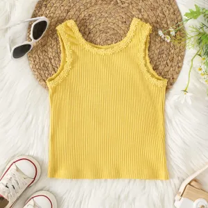 Toddler Girl Solid Guipure Lace Rib-knit Tank Top #1044180
