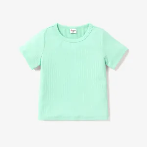Toddler Girl Solid Short-sleeve Rib-knit Tee #1041690