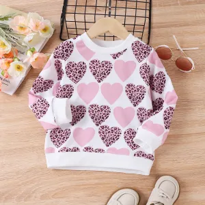 Toddler Girl Sweet Heart-shaped Pullover Hoodie #1081328