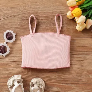 Toddler Girl's Casual Solid Color Hanging Strap Camisole Top