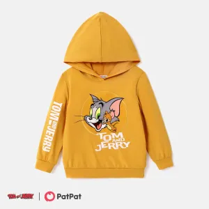 Tom and Jerry Toddler Boy Letter Print Yellow Hoodie Sweatshirt #1074730