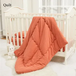 100% Cotton Muslin Baby Gear Includes Bib / Swaddling Blanket / Crib Sheet / Single Layer Quilt / Burp Cloth / Pillow / Washcloth #225972