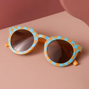 Toddler/Kid Retro Plaid Stripe Sunglasses (With Glasses Case) #1055338