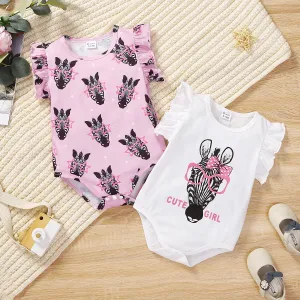 2-pack Baby Girl Zebra Print Ruffle-sleeve Bodysuit #1041414