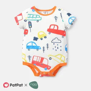 Naiaâ¢ Baby Boy Colorful Striped or Vehicle Print Short-sleeve Romper #219096