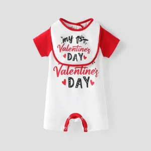 Baby Boy/Girl Valentine's Day 2pcs Letter Print Romper and bib Set #1322055