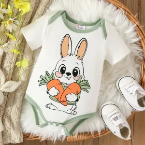 Baby Boy Rabbit Cute Animal Pattern Short Sleeve Romper #1332933