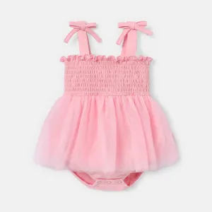 Baby Girl Pink Smocked Cami Bodysuit Dress