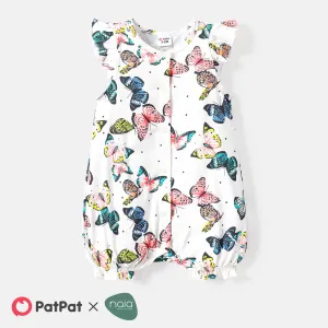 Naiaâ¢ Baby Girl Polka Dots or Butterfly Print Flutter-sleeve Romper