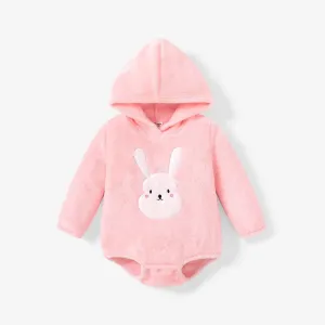 Baby Girl  Rabbit Animal Pattern Hooded Romper #1094890