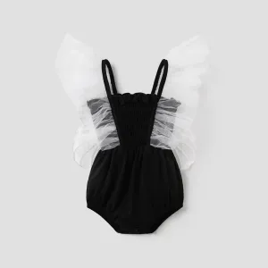 Baby Girl Wings Decor Smocked Bodysuit #1034276