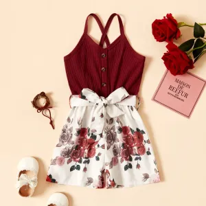 Baby / Toddler Girl Bowknot Floral Jumpsuit #190918