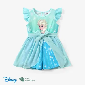 Disney Frozen Elsa 1pc Toddler Girls Naiaâ¢ Character Print Ruffled Bowknot Mesh Romper