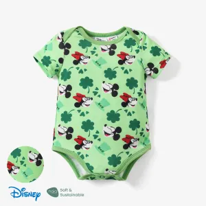 Disney Mickey and Friends 1pc Saint Patrick's Day Baby  Girl/Boy Naiaâ¢ Four-leaf clover print Romper