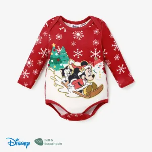 Disney Mickey and Friends Baby Boy/Girl Christmas Character Printed Long-sleeve Jumpsuit