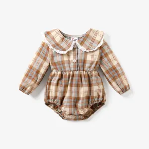 Long Sleeve Medium Thickness Solid Color Sweet Baby Girl Cotton Romper