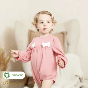 Puff Sleeve Sweet Organic Cotton Baby Girl Romper #1060582