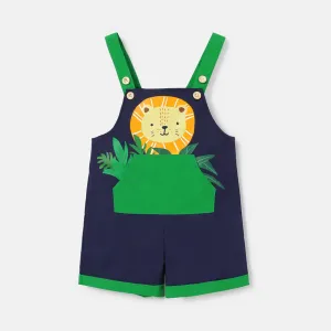 Toddler Boy 100% Cotton Lion Print Pocket Design Overalls #834231