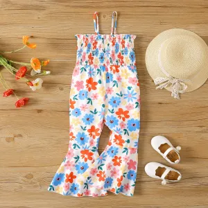 Toddler Girl Allover Floral Print Slip Flared Jumpsuit #1046549