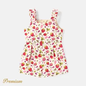Toddler Girl Allover Strawberry Print Tank Romper #919973