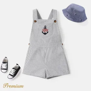 Toddler Girl/Boy Anchor Embroidered Patch Pocket Striped Overall Shorts #1037188