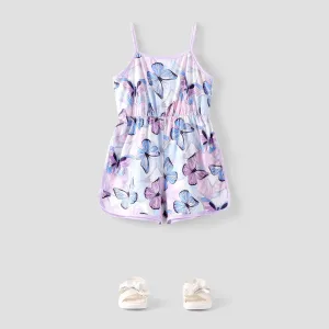Toddler Girl Butterfly Print Cami Rompers #825338