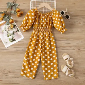 Toddler Girl Polka Dots Smocked Jumpsuit #1054852