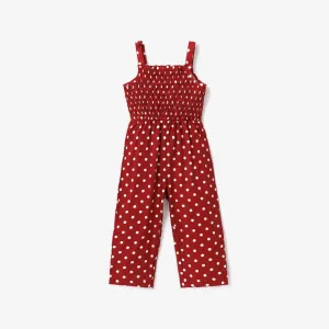 Toddler Girl Polka dots Smocked Slip Jumpsuits #788702