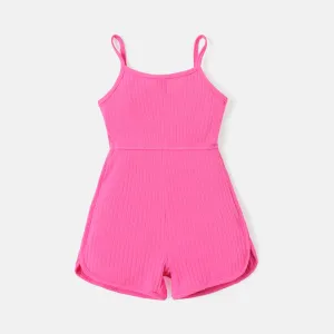 Toddler Girl Solid Color Ribbed Cotton Slip Rompers #219628