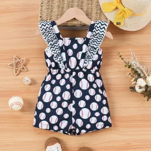 Toddler Girl Sweet Ball Element Jumpsuit with Ruffle Edge