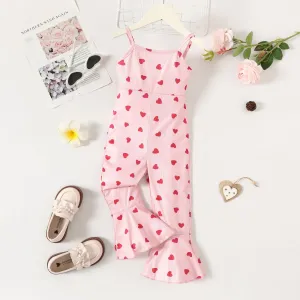 Toddler Girl Sweet Heart-shaped Jumpsuit with Hanging Strap #1327490
