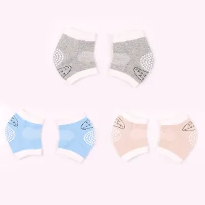 3-Pairs 100% Cotton Baby Knee Pads for Crawling Anti-Slip Knee Unisex Baby Toddlers Kneepads #200591
