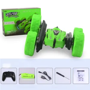 Remote Control Car 4WD 2.4Ghz Double Sided 360Â° Rotating 180Â° Tumbling with Headlights Kids Stunt Car Toy #775854