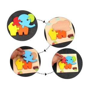 Wooden Jigsaw Puzzles Animal Puzzles Toys Birthday Gifts Baby Toddler Kid Educational Toys for Boys and Girls #806996