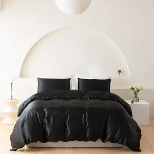 2/3pcs Soft and Comfortable Solid Color Satin Bedding Set, Including Duvet Cover and Pillowcases #1331266
